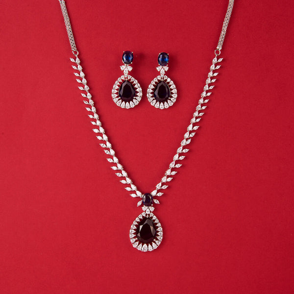 438110 Cz Classic Necklace With Rhodium Plating