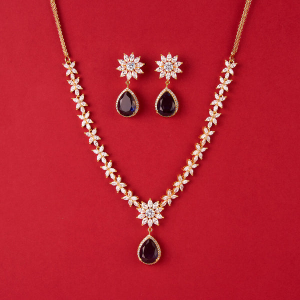 438111 Cz Classic Necklace With Gold Plating