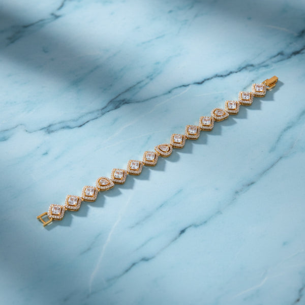 438123 Cz Classic Bracelet With 2 Tone Rhodium Plating