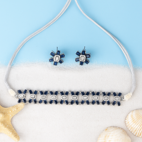 438134 Cz Classic Necklace With Rhodium Plating