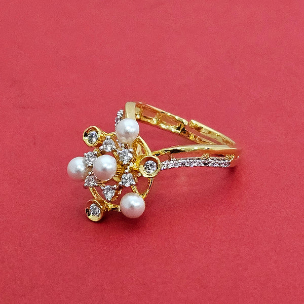 438143 Cz Delicate Ring With 2 Tone Rhodium Plating