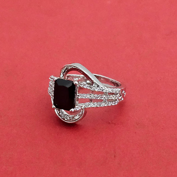 438147 Cz Delicate Ring With Rhodium Plating