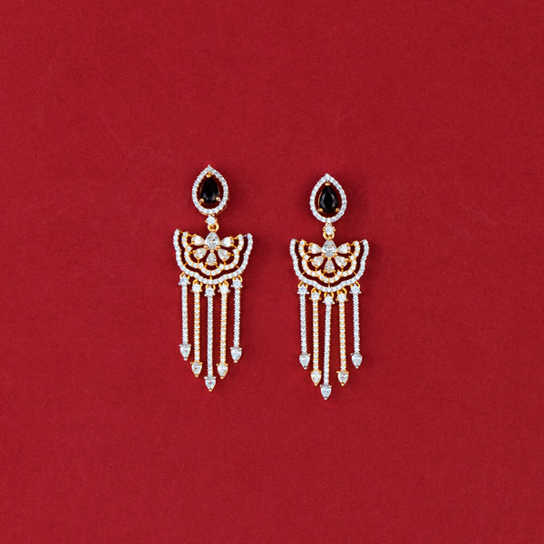 438161 Cz Classic Earring With 2 Tone Plating