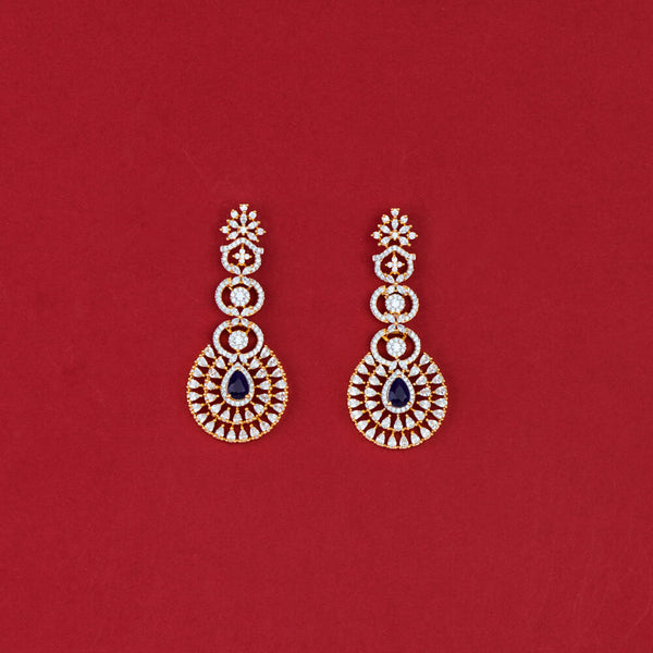 438166 Cz Classic Earring With 2 Tone Plating