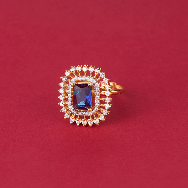 438190 Cz Delicate Ring With 2 Tone Plating