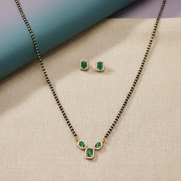 438195 Cz Tanmaniya Mangalsutra With 2 Tone Plating