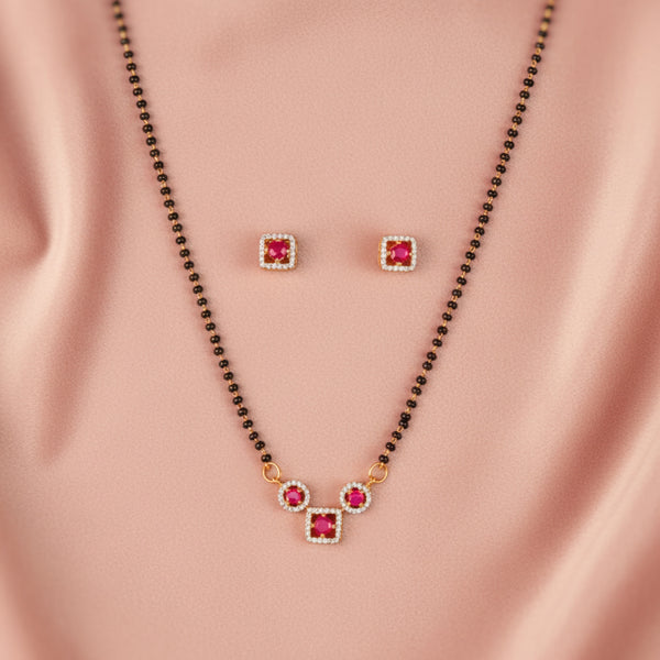 438197 Cz Tanmaniya Mangalsutra With 2 Tone Plating