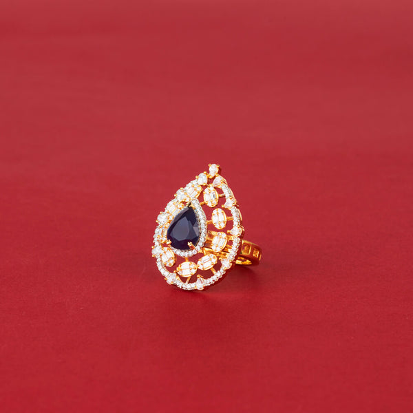 438203 Cz Classic Ring With 2 Tone Plating