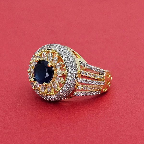 438210 Cz Adjustable Ring With 2 Tone Plating