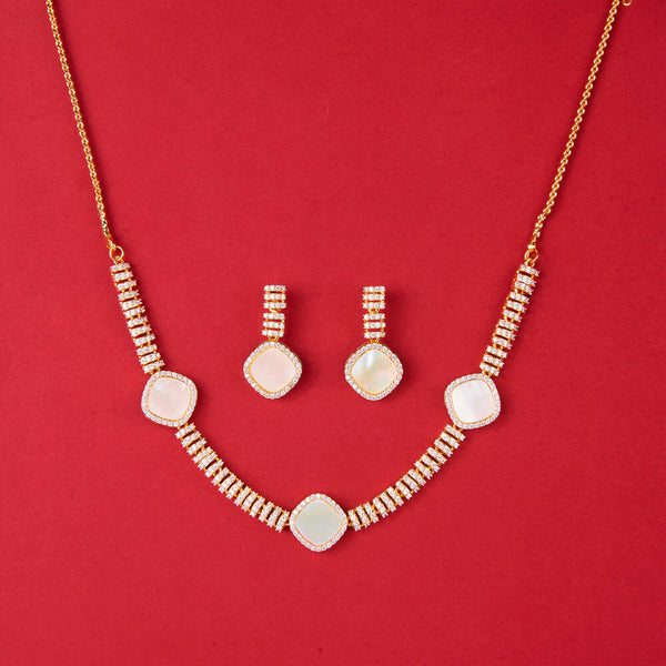 438223 Cz Delicate Necklace With 2 Tone Rhodium Plating