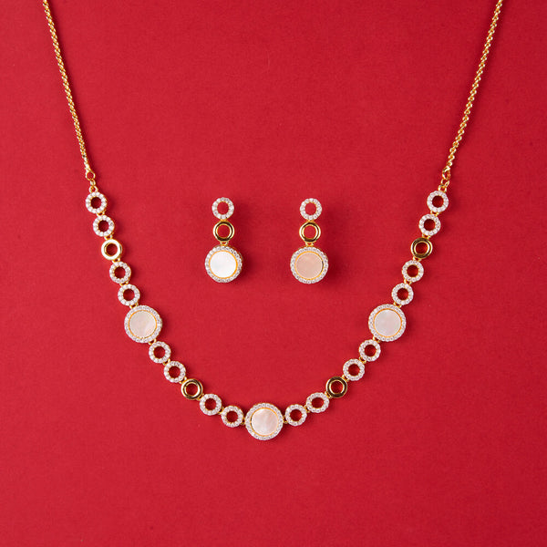 438224 Cz Delicate Necklace With 2 Tone Rhodium Plating