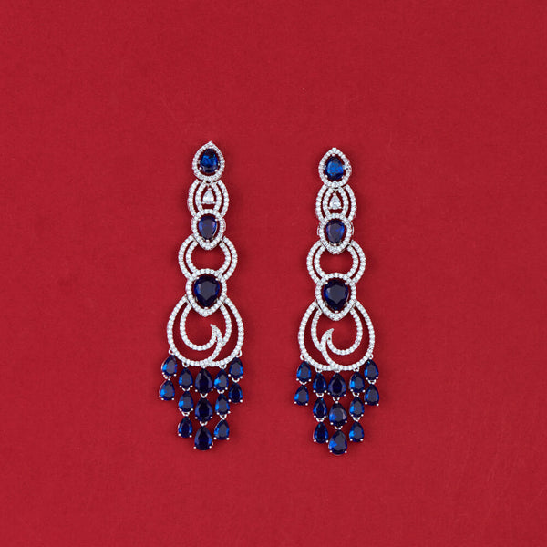 438250 Cz Classic Earring With Rhodium Plating