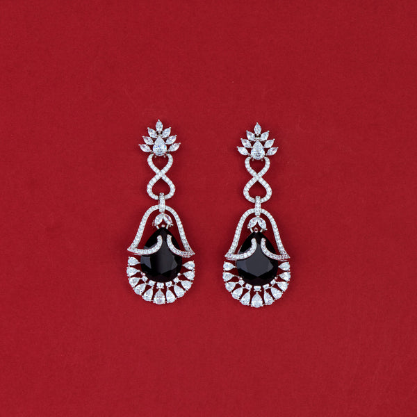 438251 Cz Classic Earring With Rhodium Plating