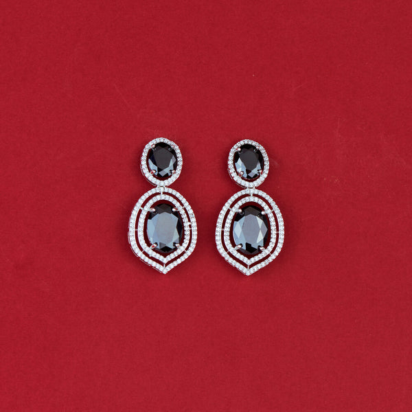 438253 Cz Classic Earring With Rhodium Plating