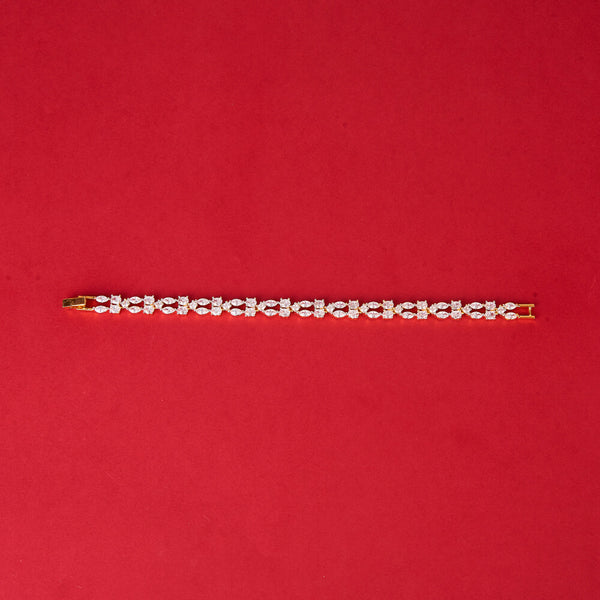 438256 Cz Classic Bracelet With 2 Tone Rhodium Plating