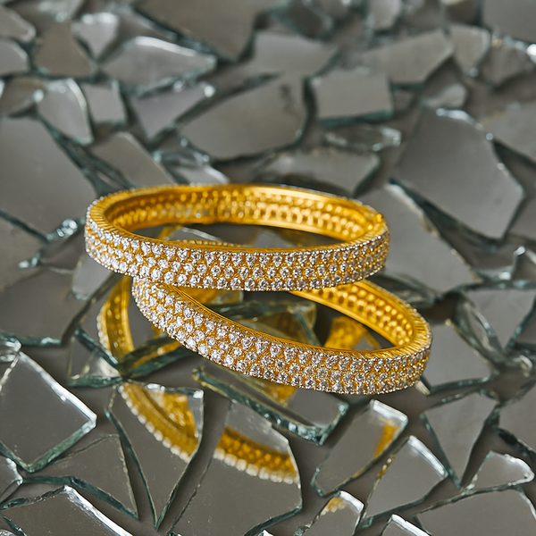 438274 Cz Classic Bangles With 2 Tone Rhodium Plating