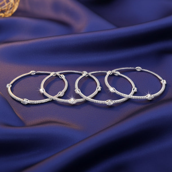 438275 Cz Delicate Bangles With Rhodium Plating