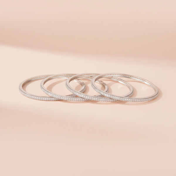 438312 Cz Classic Bangles With Rhodium Plating