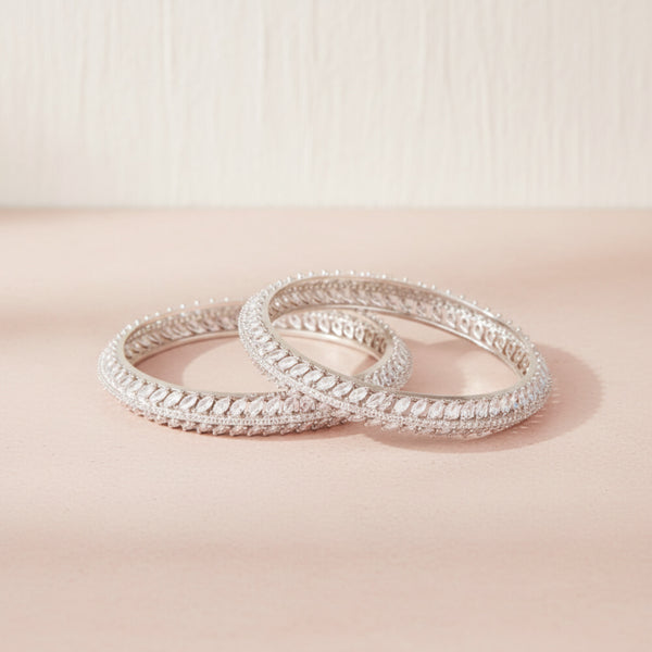 438313 Cz Classic Bangles With Rhodium Plating