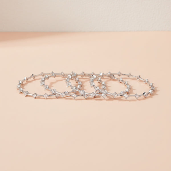 438314 Cz Classic Bangles With Rhodium Plating