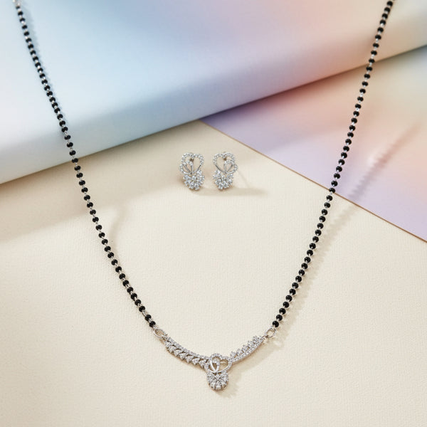 438323 Cz Tanmaniya Mangalsutra With 2 Tone Rhodium Plating