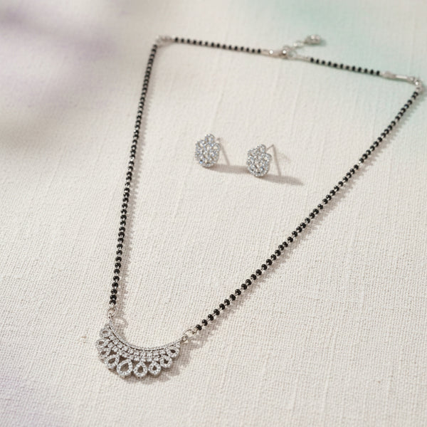 438324 Cz Classic Mangalsutra With Rhodium Plating