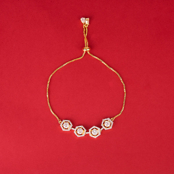 438334 Cz Adjustable Bracelet With 2 Tone Rhodium Plating