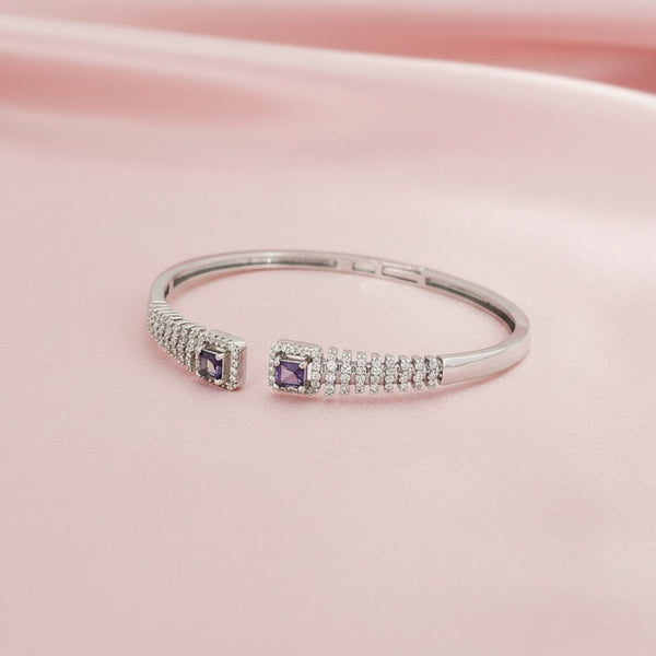 438367 Cz Delicate Kada With Rhodium Plating