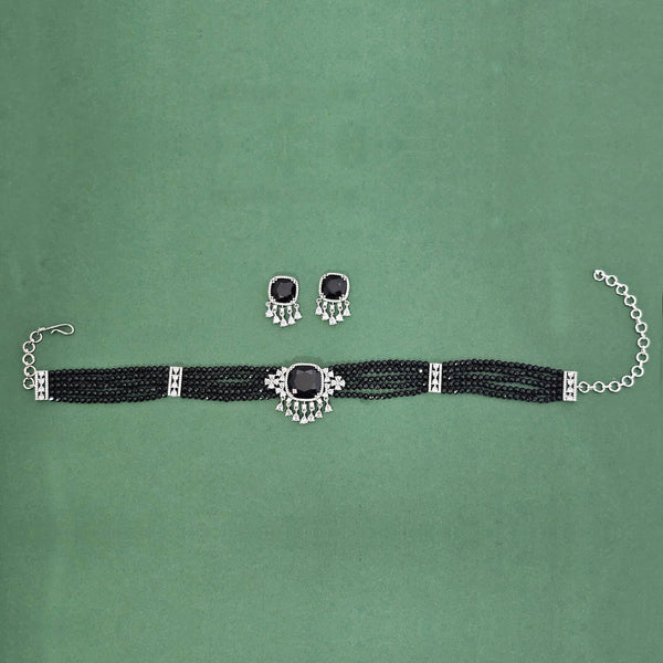 438380 Cz Classic Necklace Set With Rhodium Plating