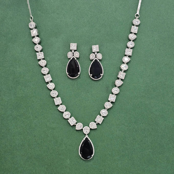 438381 Cz Delicate Necklace Set With Rhodium Plating