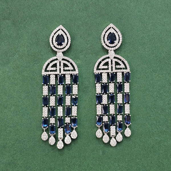 438382 Cz Classic Earring With Rhodium Plating