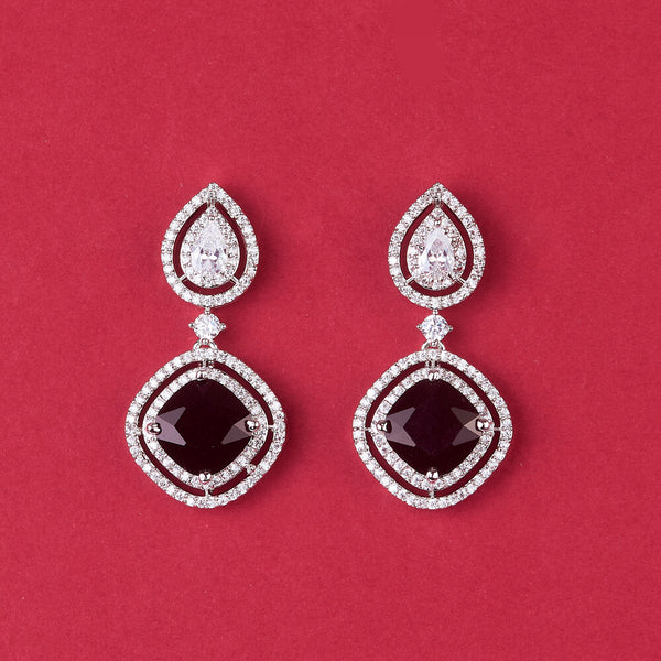 438386 Cz Classic Earring With Rhodium Plating