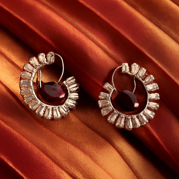 438387 Cz Classic Earring With Rhodium Plating