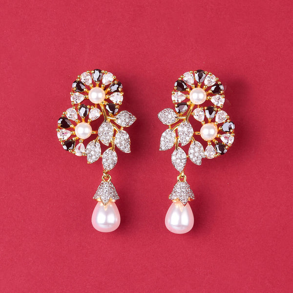 438388 Cz Moti Earring With 2 Tone Plating
