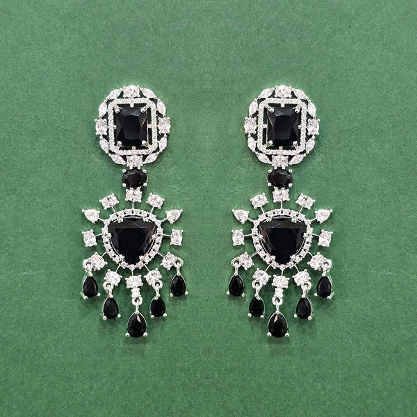 438396 Cz Classic Earring With Rhodium Plating