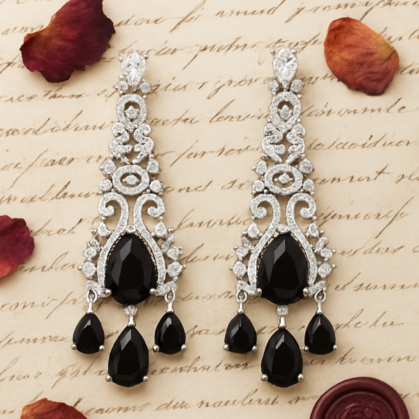 438398 Cz Classic Earring With Rhodium Plating