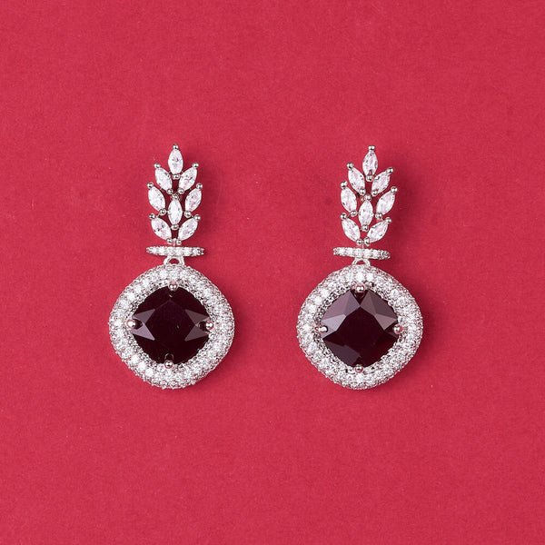 438422 Cz Classic Earring With Rhodium Plating