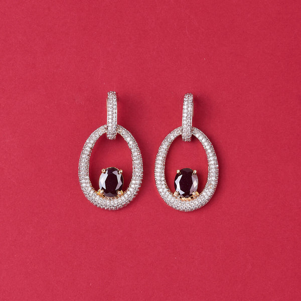 438427 Cz Classic Earring With 2 Tone Plating