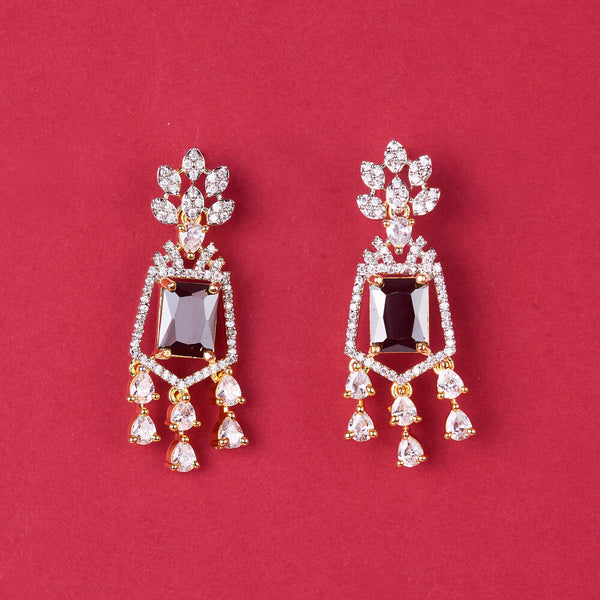 438430 Cz Classic Earring With 2 Tone Plating