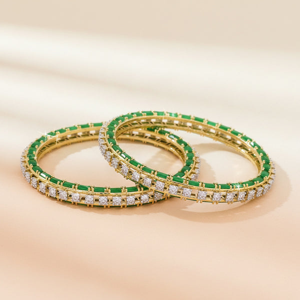 438436 Cz Classic Bangles With 2 Tone Plating