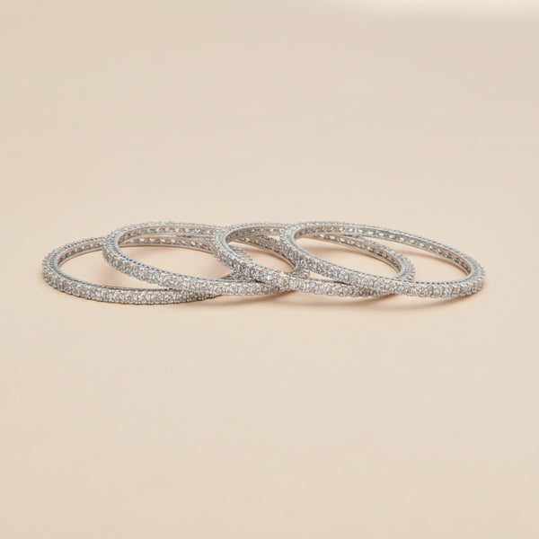 438445 Cz Classic Bangles With Rhodium Plating