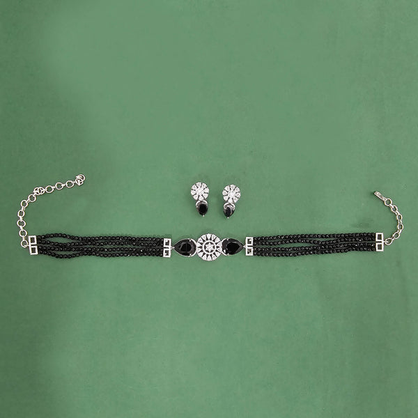 438452 Cz Classic Necklace Set With Rhodium Plating