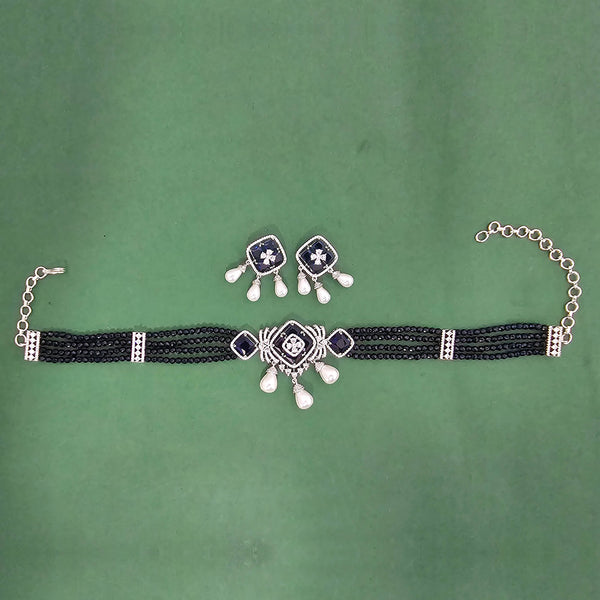 438453 Cz Classic Necklace Set With Rhodium Plating