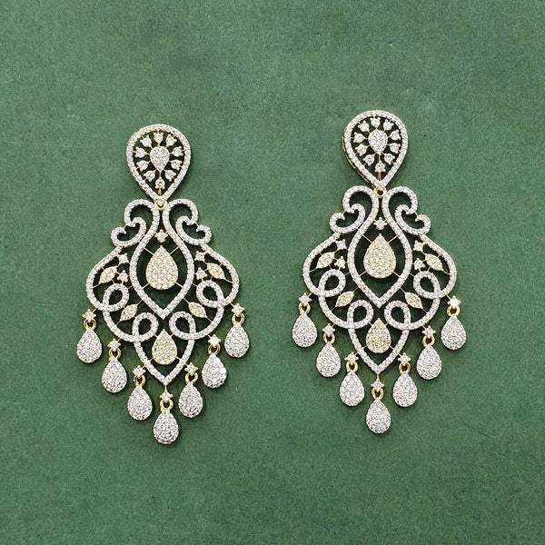 438461 Cz Classic Earring With Carat 2 Tone Rhodium Plating