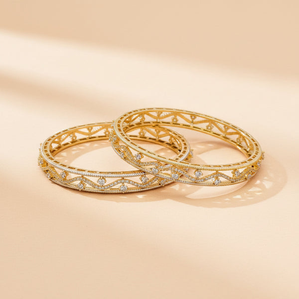 438477 Cz Classic Bangles With 2 Tone Plating