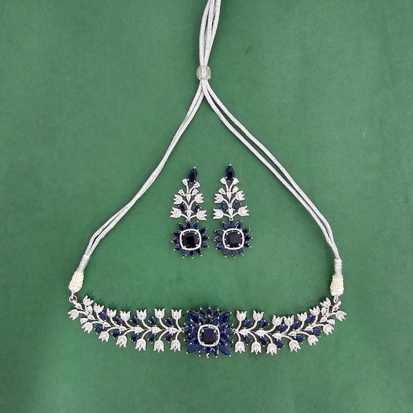 438478 Cz Classic Necklace Set With Rhodium Plating