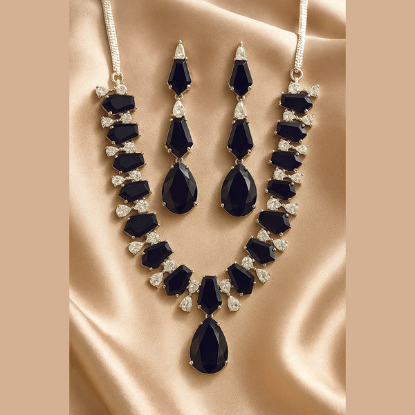 438479 Cz Classic Necklace Set With Rhodium Plating