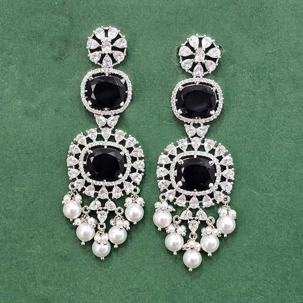 438480 Cz Classic Earring With Rhodium Plating