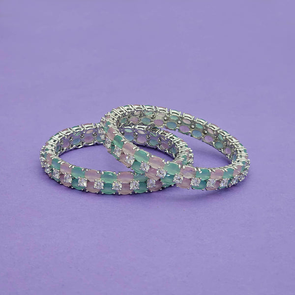 438535 Cz Classic Bangles With Rhodium Plating