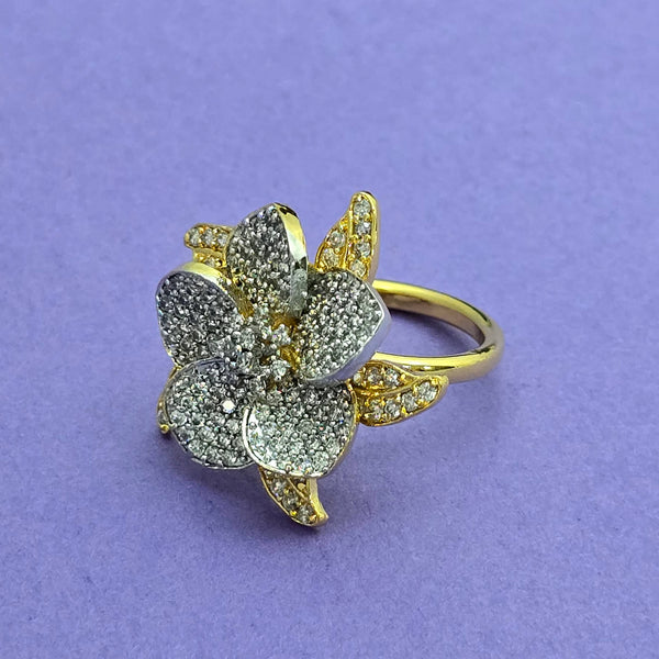 438551 Cz Adjustable Ring With 2 Tone Plating